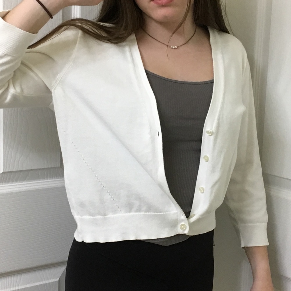 White Short Cardigan